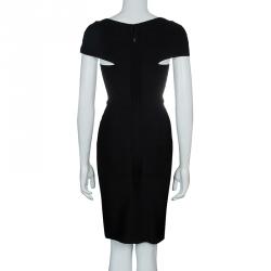 Herve Leger Black Cap Sleeve Bandage Dress XS