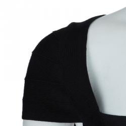 Herve Leger Black Cap Sleeve Bandage Dress XS