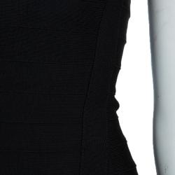 Herve Leger Black Cap Sleeve Bandage Dress XS