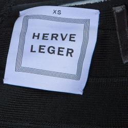 Herve Leger Black Cap Sleeve Bandage Dress XS