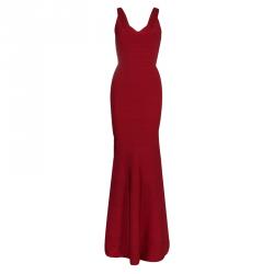 Herve Leger Red Bandage Flared Bottom Ellen Gown S