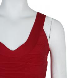 Herve Leger Red Bandage Flared Bottom Ellen Gown S