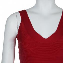 Herve Leger Red Bandage Flared Bottom Ellen Gown S