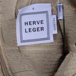 Pre Owned Herve Leger Gold Sequin Bandage Dress S