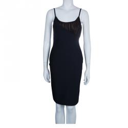 مملوكة مسبقًا Herve Leger Black Gathered Bodice Detail Dress L