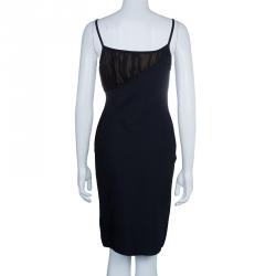 مملوكة مسبقًا Herve Leger Black Gathered Bodice Detail Dress L