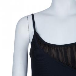 مملوكة مسبقًا Herve Leger Black Gathered Bodice Detail Dress L
