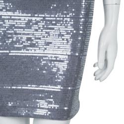 Herve Leger Grey All Over Sequin Embroidered Sleeveless Bandage Dress S