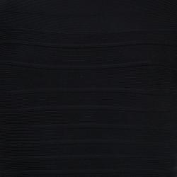 Pre Owned Herve Leger Black Short Sleeve Bandage Dress XS