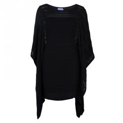 Herve Leger Black Patterned Knit Poncho XS/S
