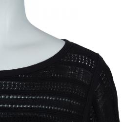 Herve Leger Black Patterned Knit Poncho XS/S
