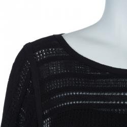Herve Leger Black Patterned Knit Poncho XS/S
