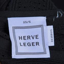 Herve Leger Black Patterned Knit Poncho XS/S