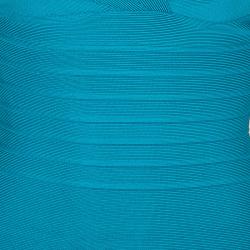 Pre Owned Herve Leger Turquoise Blue Knit Sleeveless Bandage Dress XS
