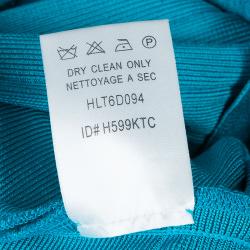 Pre Owned Herve Leger Turquoise Blue Knit Sleeveless Bandage Dress XS