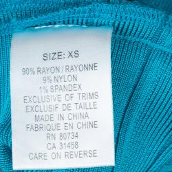 Pre Owned Herve Leger Turquoise Blue Knit Sleeveless Bandage Dress XS