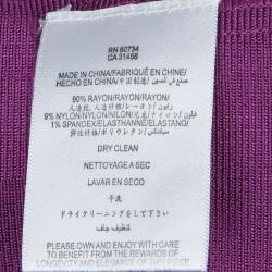 Pre Owned Herve Leger Purple Knit Strapless Bandage Dress S