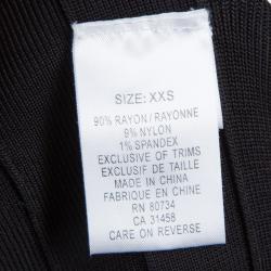 Herve Leger Black Knit Cap Sleeve Bandage Dress XXS