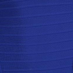 Pre Owned  Herve Leger Blue Knit Sleeveless Bandage Dress XS