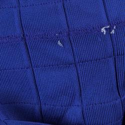 Pre Owned  Herve Leger Blue Knit Sleeveless Bandage Dress XS