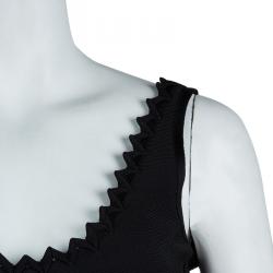 Herve Leger Black Knit Flared Cutout Detail Dress S