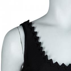 Herve Leger Black Knit Flared Cutout Detail Dress S