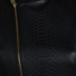 Herve Leger Black Lambskin Leather Fur Trim Vest XS