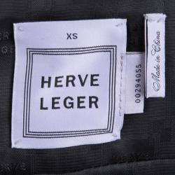 Herve Leger Black Lambskin Leather Fur Trim Vest XS
