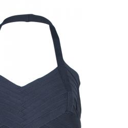 Pre Owned فستان هيرفي ليجي أربطة بحمالات للعنق M