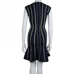 Pre Owned فستان هيرفي ليجي بوديكون تريكو أزرق كحلي بتنورة واسعة XS