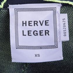 Pre Owned فستان هيرفي ليجي بوديكون تريكو أزرق كحلي بتنورة واسعة XS