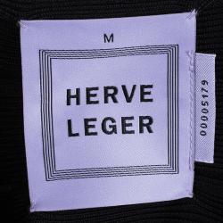 Herve Leger Black Zip Front Sleeveless Bandage Dress M