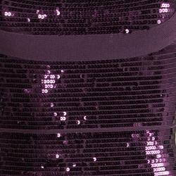 Pre Owned فستان هيرفي ليجي بانتدج برقوقي مزخرف ترتر بلا أكمام M