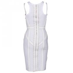 Pre Owned فستان هيرفي ليجي بلا أكمام بانديدج أبيض XS