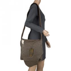 Pre Owned حقيبة ماسنجر هاوس اوف هارلو 1960 ديفون مرصعة جلد خضراء فاتيغو