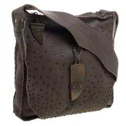 Pre Owned حقيبة ماسنجر هاوس اوف هارلو 1960 ديفون مرصعة جلد خضراء فاتيغو