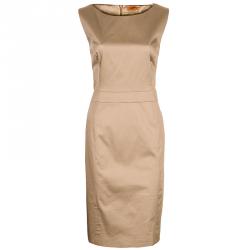 Pre Owned Hugo by Hugo Boss Beige Sleeveless Dress M