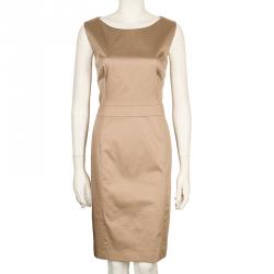Pre Owned Hugo by Hugo Boss Beige Sleeveless Dress M