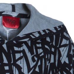 Hugo by Hugo Boss Grey and Black Sweater L