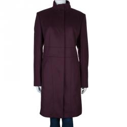 Pre Owned  Hugo Boss Burgundy Wool Overcoat L