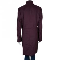 Pre Owned  Hugo Boss Burgundy Wool Overcoat L