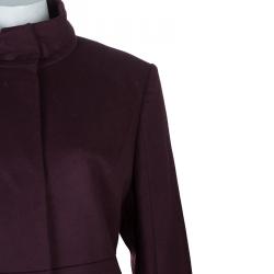 Pre Owned  Hugo Boss Burgundy Wool Overcoat L