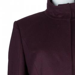 Pre Owned  Hugo Boss Burgundy Wool Overcoat L