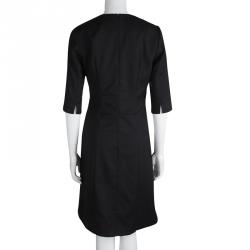 Pre Owned Hugo By Hugo Boss Black Wool V-Neck Kinata Dress M