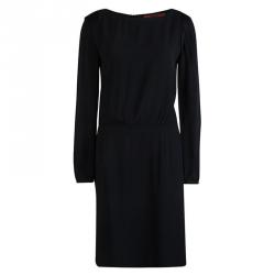 Hugo By Hugo Boss Black Long Sleeve Gathered Waist Kirena Dress S