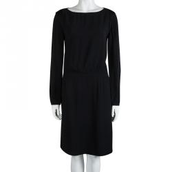 Hugo By Hugo Boss Black Long Sleeve Gathered Waist Kirena Dress S