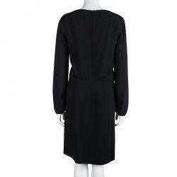 Hugo By Hugo Boss Black Long Sleeve Gathered Waist Kirena Dress S