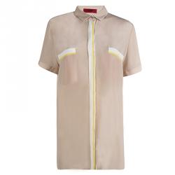 Hugo By Hugo Boss Pastel Pink Silk Button Front Elphie Blouse L