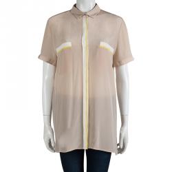 Hugo By Hugo Boss Pastel Pink Silk Button Front Elphie Blouse L