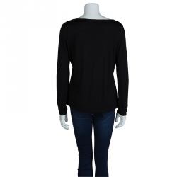 Hugo By Hugo Boss Black Knit  Square Neck Top M